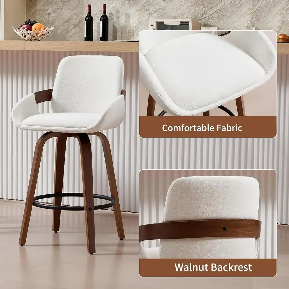เก้าอี้บาร์หมุนได้ผ้าสีเบจพร้อ - Home Bar Stools บทวิจารณ์และราคา
